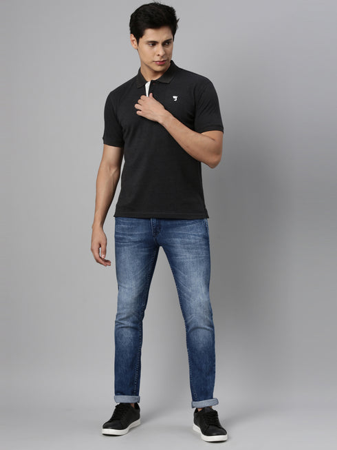Black Solid Polo T-shirt
